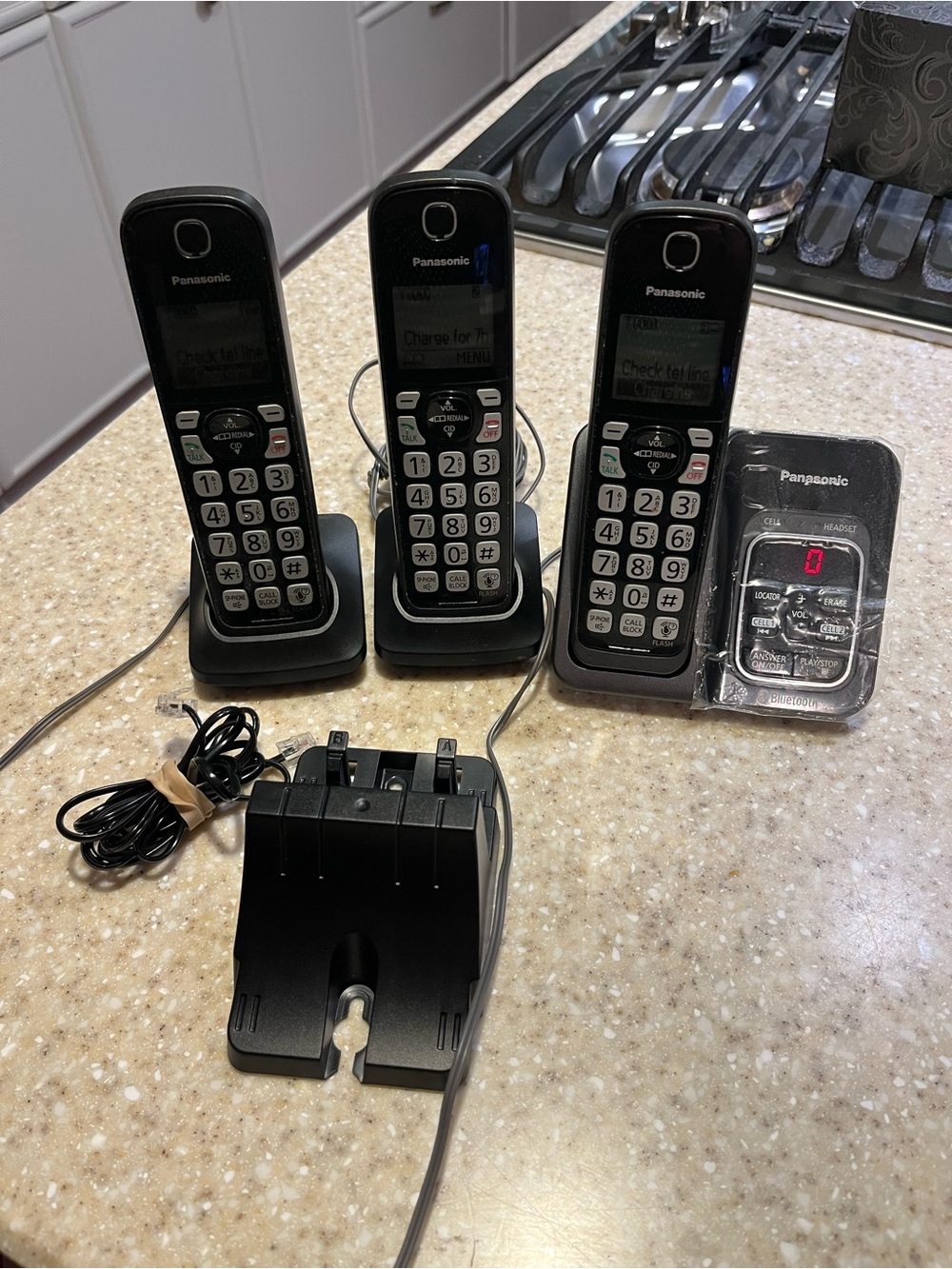 Panasonic Black Cordless Phone Set with Three Handsets
